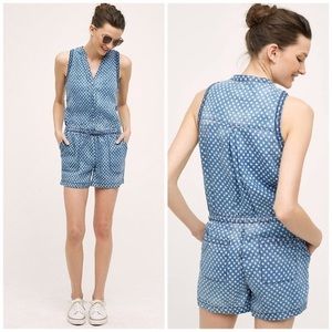 Anthropologie Denim Dottie Romper
